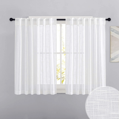 RYB HOME Linen Textured Semi Sheer Curtains