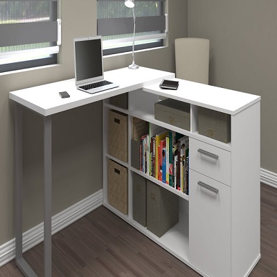 desk with built-in storage compartments - DIY Offce Decor